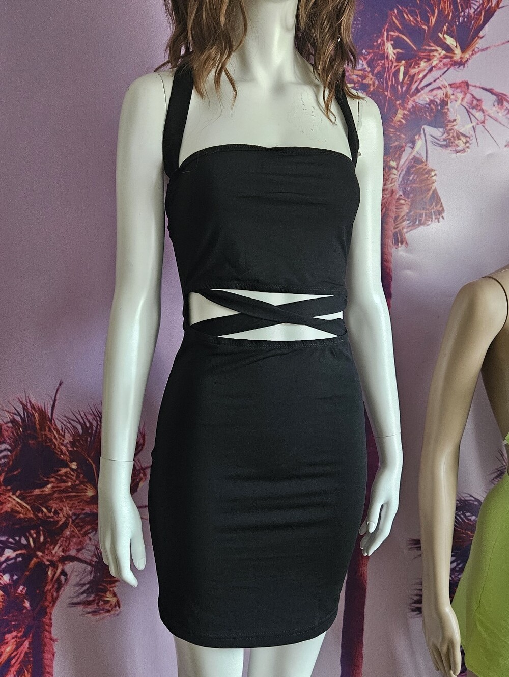 Fashion Nova Black Crisscross Cutout Mini Dress